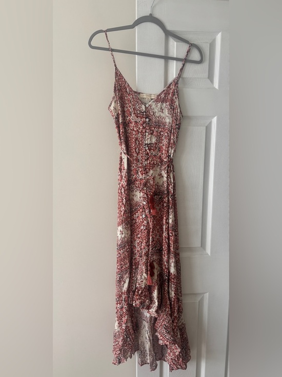 lovestitch Dresses & Skirts - Lovestitch Red and Cream Floral High-Low Sundress